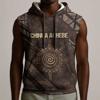 Chinua Achebe Sleeveless Hoodie with Tribal Symbol Design, The Storyteller Quote and Africa Wrote Back - Wonder Print Shop