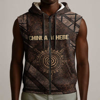Chinua Achebe Sleeveless Zip Hoodie with Tribal Symbol Design, The Storyteller Quote and Africa Wrote Back - Wonder Print Shop