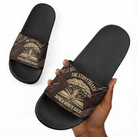Chinua Achebe Slide Sandals with Tribal Symbol Design, The Storyteller Quote and Africa Wrote Back - Wonder Print Shop