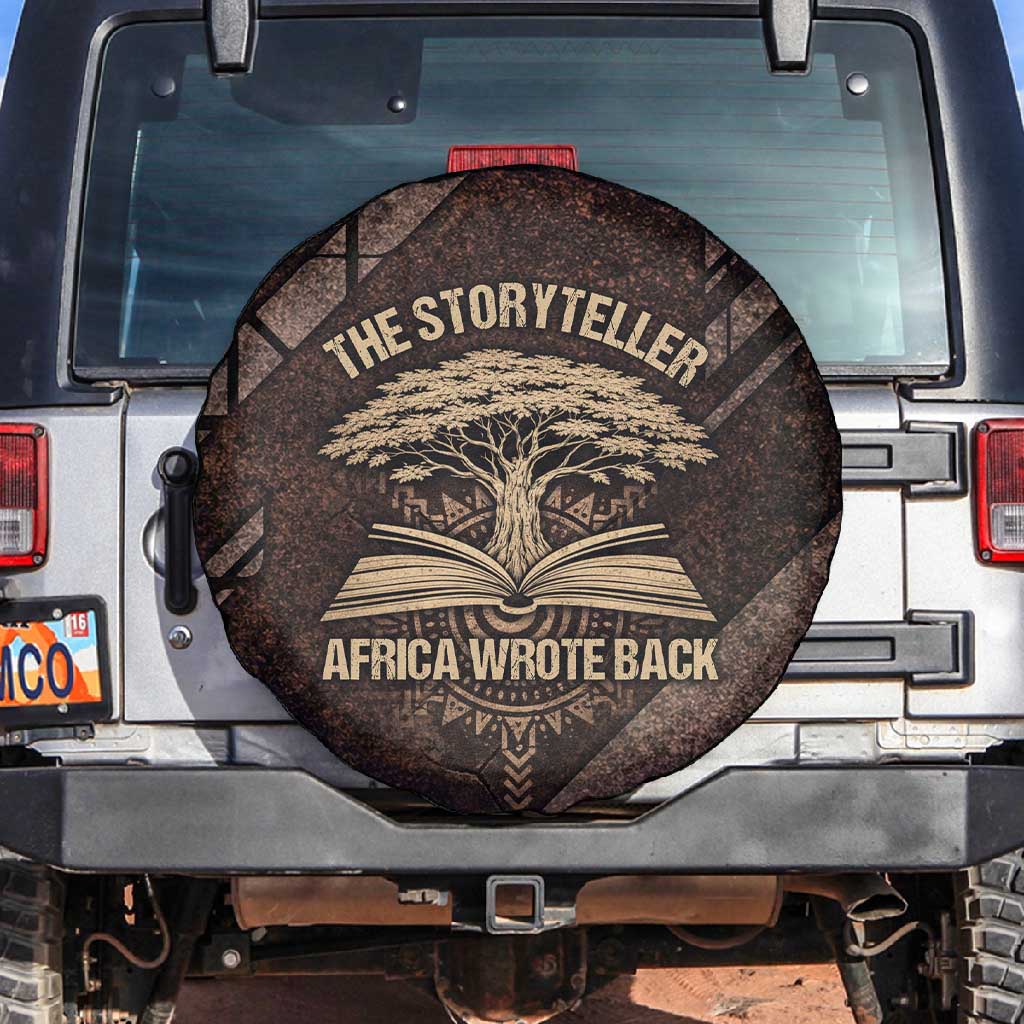 Chinua Achebe Spare Tire Cover with Tribal Symbol Design, The Storyteller Quote and Africa Wrote Back - Wonder Print Shop