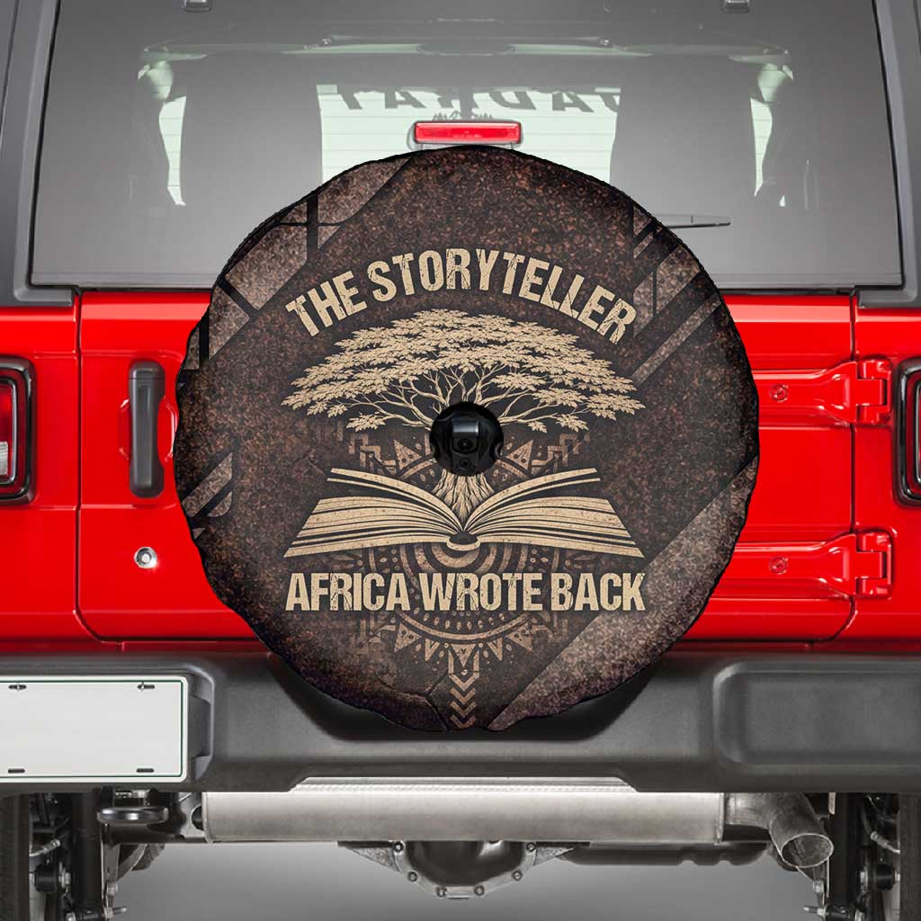Chinua Achebe Spare Tire Cover with Tribal Symbol Design, The Storyteller Quote and Africa Wrote Back - Wonder Print Shop