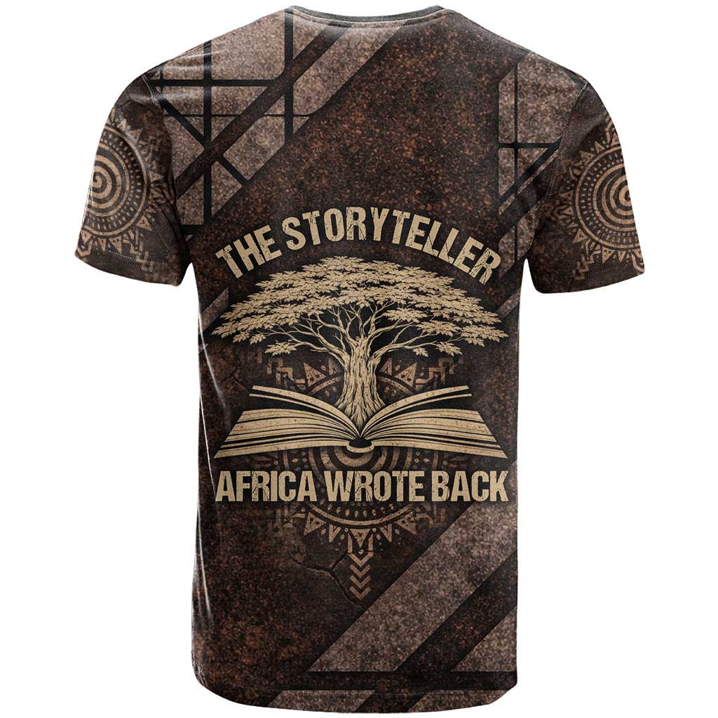 Chinua Achebe T shirt with Tribal Symbol Design, The Storyteller Quote and Africa Wrote Back - Wonder Print Shop