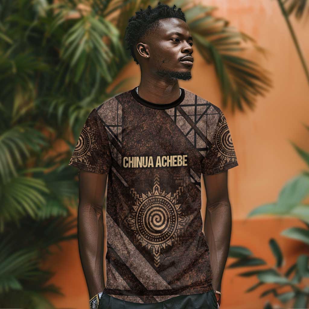 Chinua Achebe T shirt with Tribal Symbol Design, The Storyteller Quote and Africa Wrote Back - Wonder Print Shop