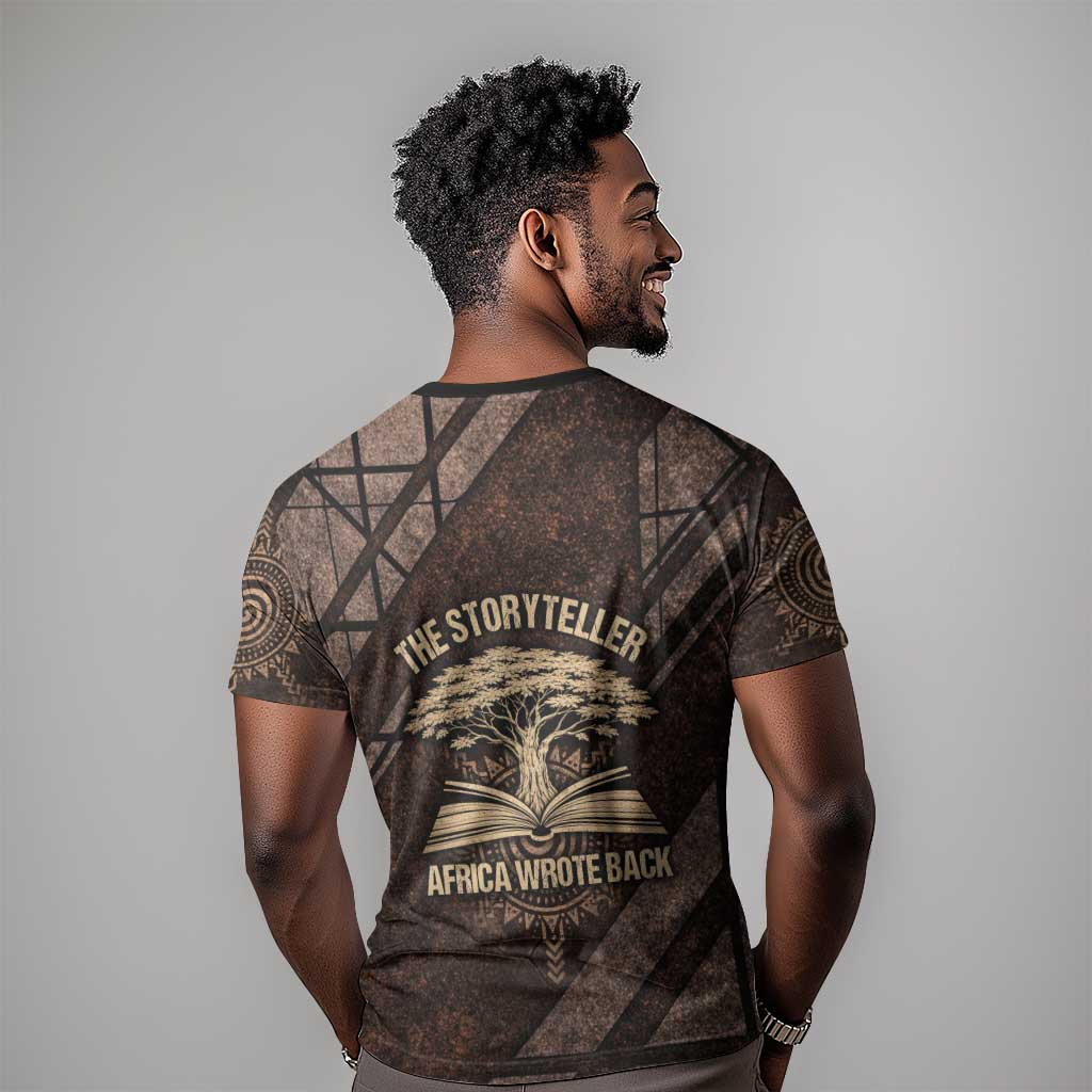 Chinua Achebe T shirt with Tribal Symbol Design, The Storyteller Quote and Africa Wrote Back - Wonder Print Shop