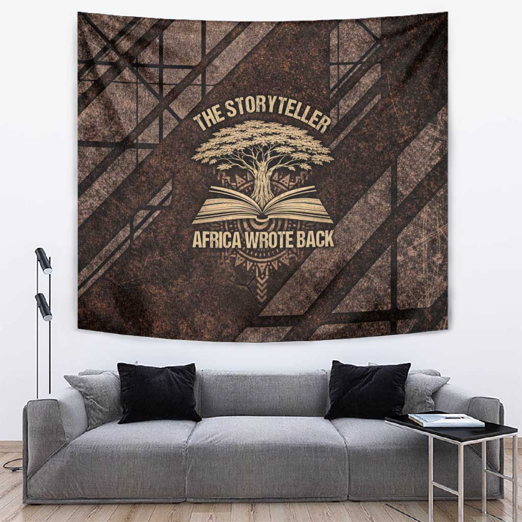 Chinua Achebe Tapestry with Tribal Symbol Design, The Storyteller Quote and Africa Wrote Back - Wonder Print Shop