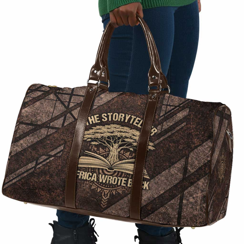 Chinua Achebe Travel Bag with Tribal Symbol Design, The Storyteller Quote and Africa Wrote Back - Wonder Print Shop