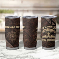 Chinua Achebe Tumbler Cup with Tribal Symbol Design, The Storyteller Quote and Africa Wrote Back - Wonder Print Shop