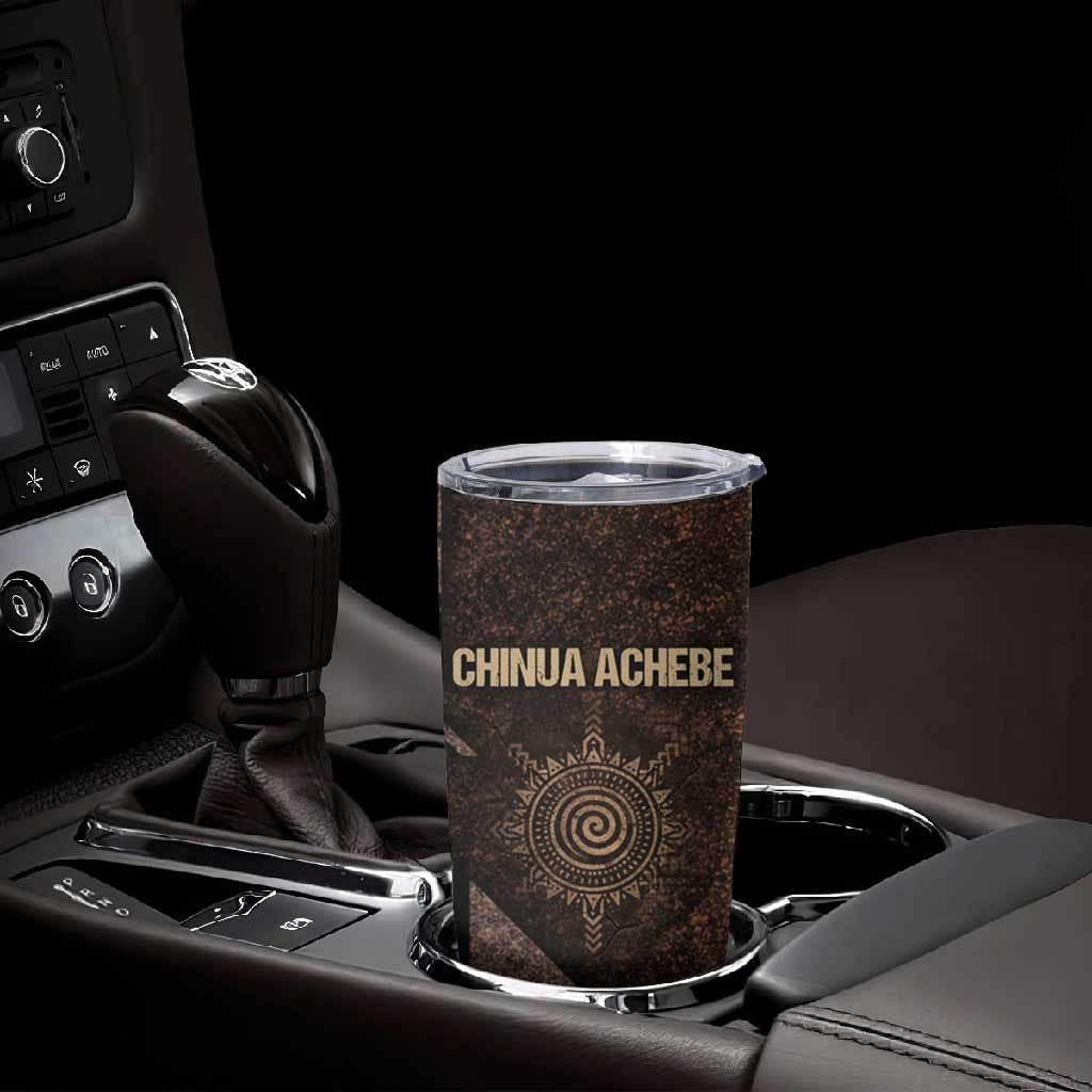 Chinua Achebe Tumbler Cup with Tribal Symbol Design, The Storyteller Quote and Africa Wrote Back - Wonder Print Shop