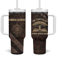 Chinua Achebe Tumbler With Handle with Tribal Symbol Design, The Storyteller Quote and Africa Wrote Back - Wonder Print Shop
