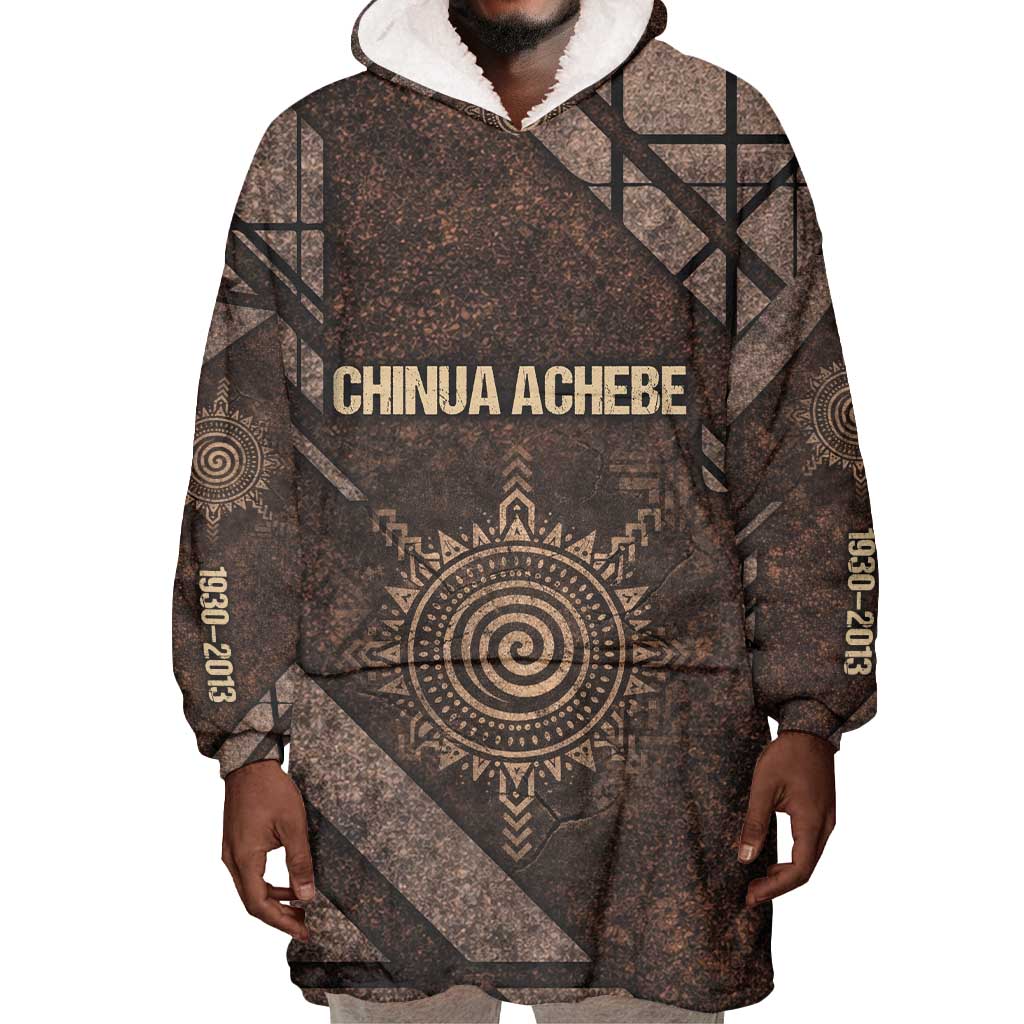 Chinua Achebe Wearable Blanket Hoodie with Tribal Symbol Design, The Storyteller Quote and Africa Wrote Back - Wonder Print Shop