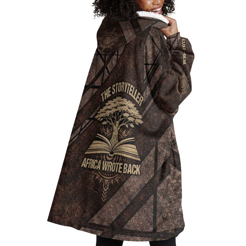 Chinua Achebe Wearable Blanket Hoodie with Tribal Symbol Design, The Storyteller Quote and Africa Wrote Back - Wonder Print Shop