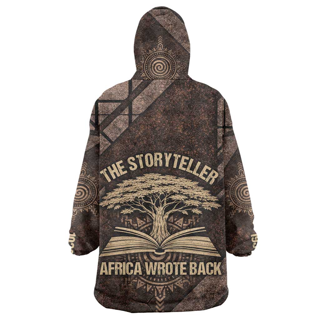 Chinua Achebe Wearable Blanket Hoodie with Tribal Symbol Design, The Storyteller Quote and Africa Wrote Back - Wonder Print Shop
