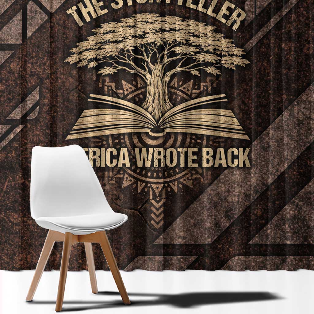 Chinua Achebe Window Curtain with Tribal Symbol Design, The Storyteller Quote and Africa Wrote Back - Wonder Print Shop