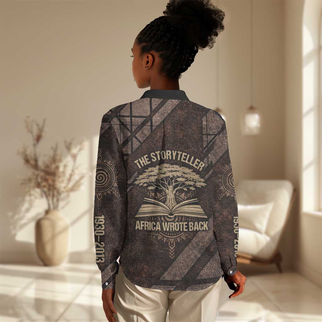 Chinua Achebe Women Casual Shirt with Tribal Symbol Design, The Storyteller Quote and Africa Wrote Back - Wonder Print Shop