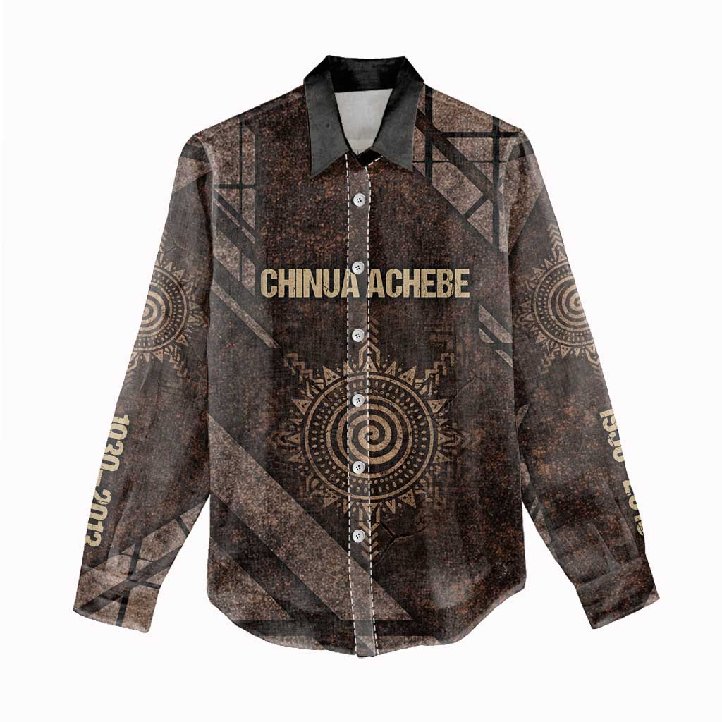 Chinua Achebe Women Casual Shirt with Tribal Symbol Design, The Storyteller Quote and Africa Wrote Back - Wonder Print Shop