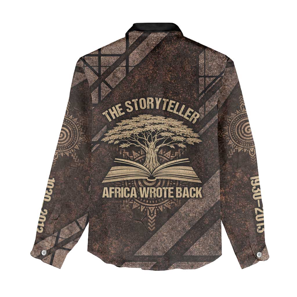 Chinua Achebe Women Casual Shirt with Tribal Symbol Design, The Storyteller Quote and Africa Wrote Back - Wonder Print Shop