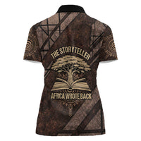 Chinua Achebe Women Polo Shirt with Tribal Symbol Design, The Storyteller Quote and Africa Wrote Back - Wonder Print Shop