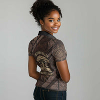 Chinua Achebe Women Polo Shirt with Tribal Symbol Design, The Storyteller Quote and Africa Wrote Back - Wonder Print Shop
