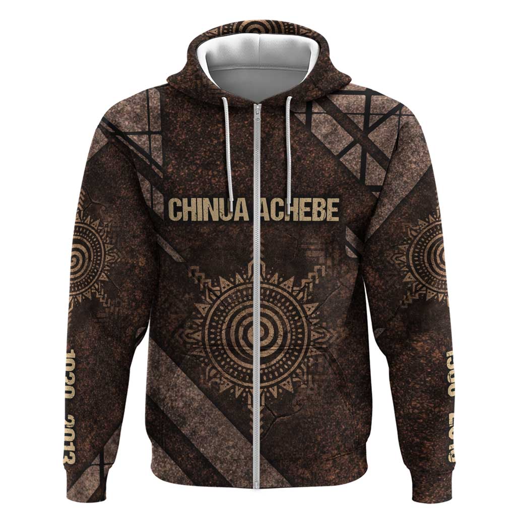 Chinua Achebe Zip Hoodie with Tribal Symbol Design, The Storyteller Quote and Africa Wrote Back - Wonder Print Shop
