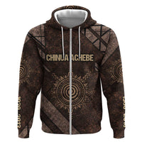 Chinua Achebe Zip Hoodie with Tribal Symbol Design, The Storyteller Quote and Africa Wrote Back - Wonder Print Shop