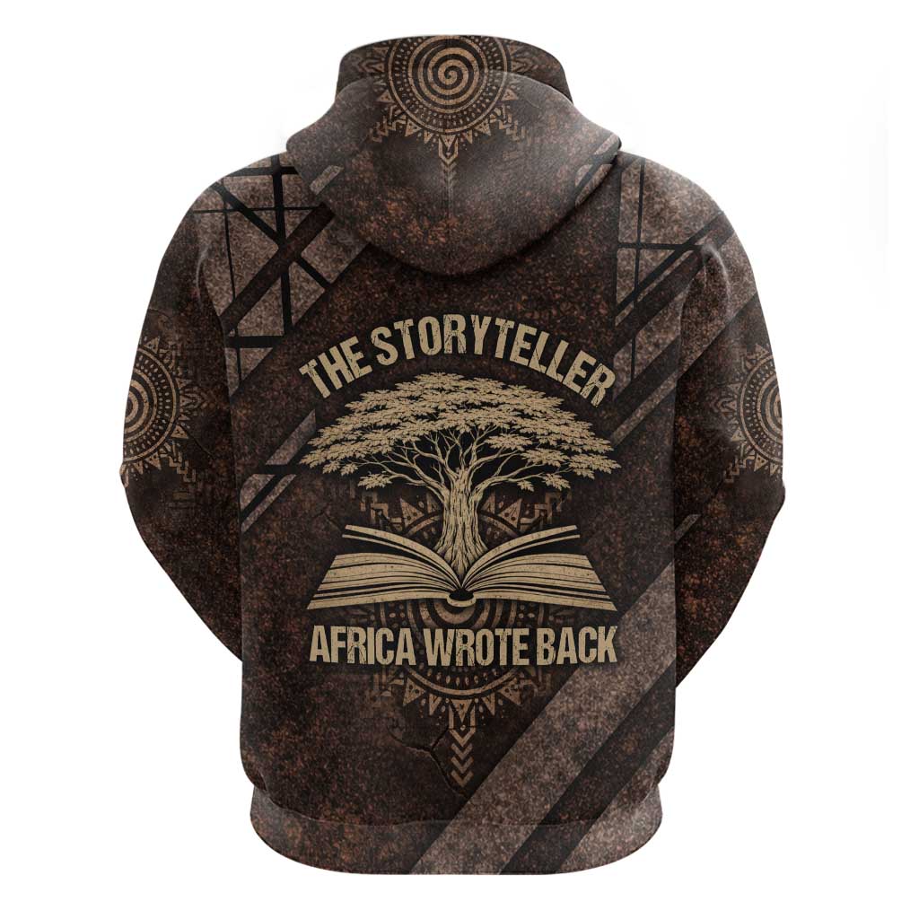 Chinua Achebe Zip Hoodie with Tribal Symbol Design, The Storyteller Quote and Africa Wrote Back - Wonder Print Shop
