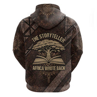 Chinua Achebe Zip Hoodie with Tribal Symbol Design, The Storyteller Quote and Africa Wrote Back - Wonder Print Shop