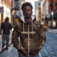 Chinua Achebe Zip Hoodie with Tribal Symbol Design, The Storyteller Quote and Africa Wrote Back - Wonder Print Shop