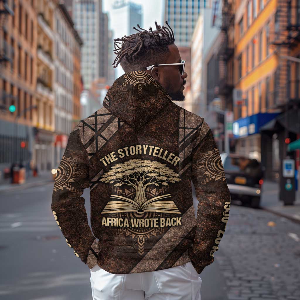 Chinua Achebe Zip Hoodie with Tribal Symbol Design, The Storyteller Quote and Africa Wrote Back - Wonder Print Shop