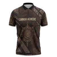 Chinua Achebe Zipper Polo Shirt with Tribal Symbol Design, The Storyteller Quote and Africa Wrote Back - Wonder Print Shop