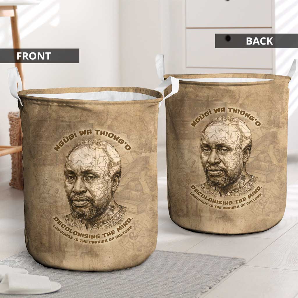 Ngugi wa Thiong O Laundry Basket Vintage Map Ancient African Library - Decolonising the Mind - Wonder Print Shop
