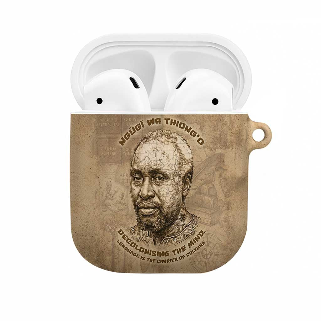 Ngugi wa Thiong O AirPods Case Vintage Map Ancient African Library - Decolonising the Mind - Wonder Print Shop