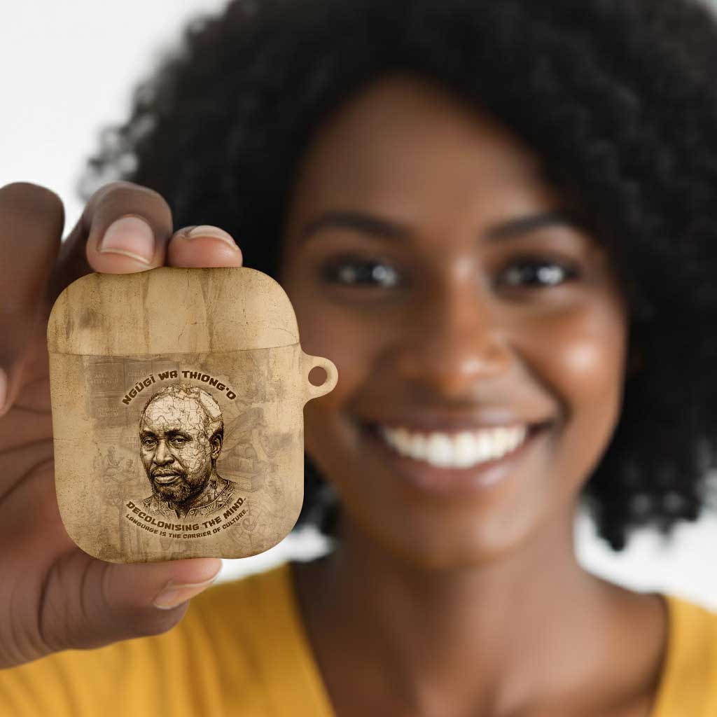 Ngugi wa Thiong O AirPods Case Vintage Map Ancient African Library - Decolonising the Mind - Wonder Print Shop