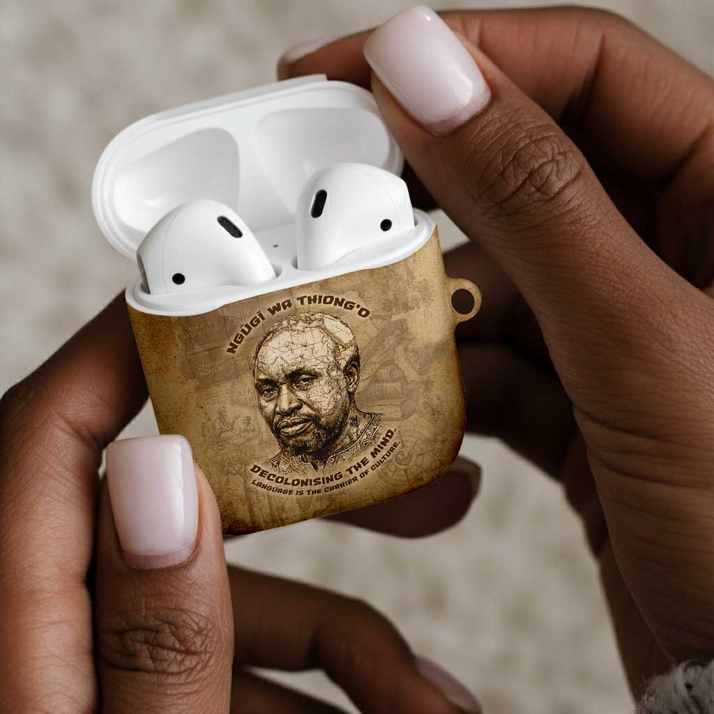 Ngugi wa Thiong O AirPods Case Vintage Map Ancient African Library - Decolonising the Mind - Wonder Print Shop