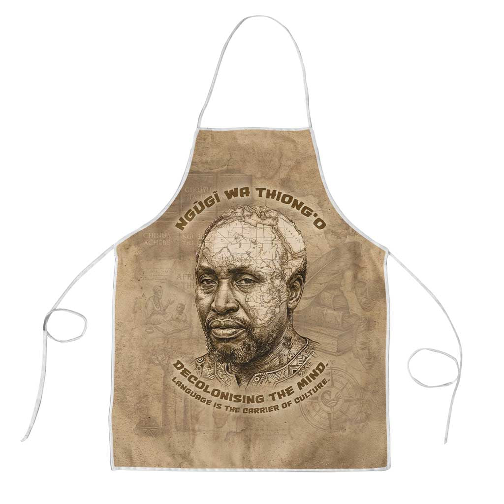 Ngugi wa Thiong O Apron Vintage Map Ancient African Library - Decolonising the Mind - Wonder Print Shop