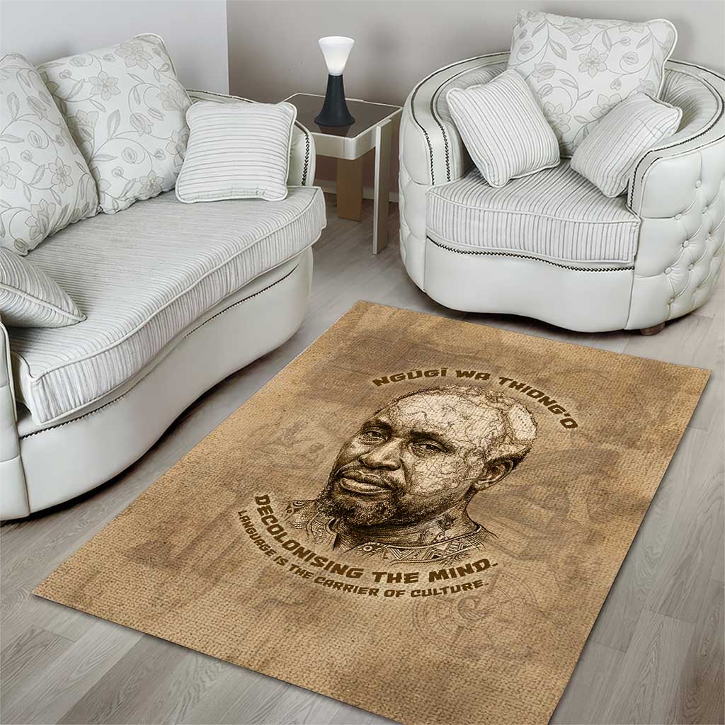 Ngugi wa Thiong O Area Rug Vintage Map Ancient African Library - Decolonising the Mind - Wonder Print Shop