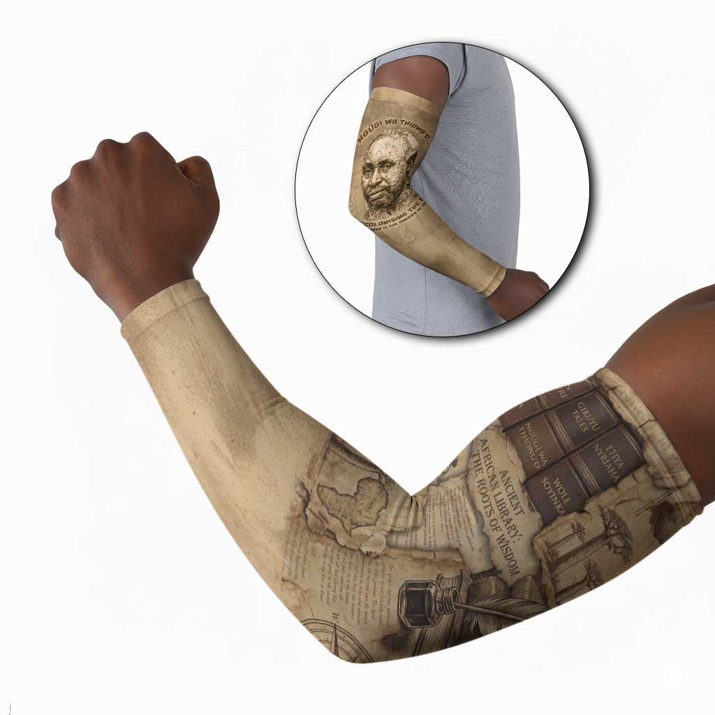 Ngugi wa Thiong O Arm Sleeves Vintage Map Ancient African Library - Decolonising the Mind - Wonder Print Shop