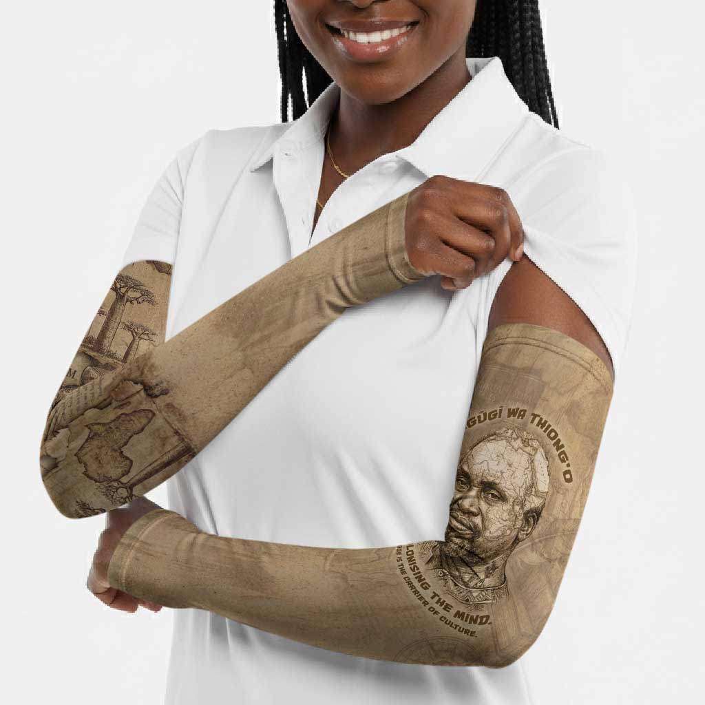 Ngugi wa Thiong O Arm Sleeves Vintage Map Ancient African Library - Decolonising the Mind - Wonder Print Shop