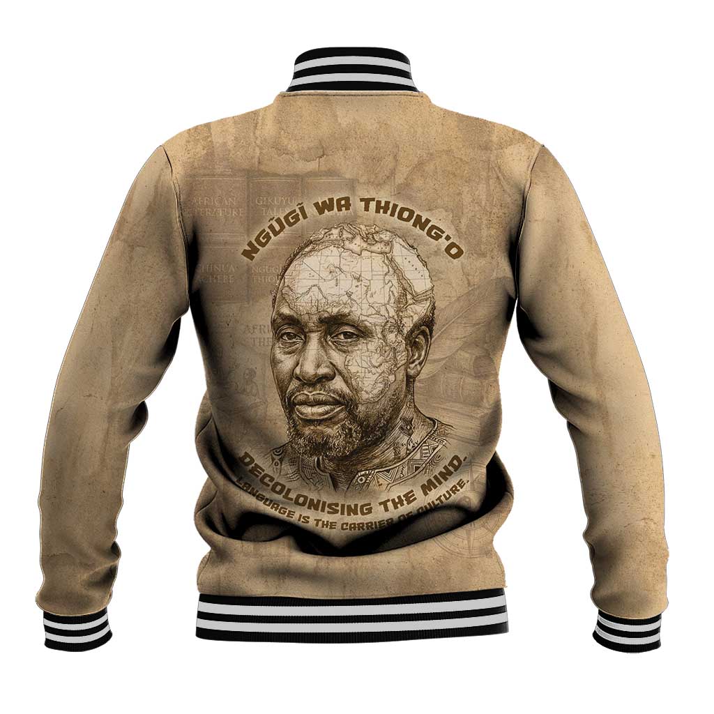 Ngugi wa Thiong O Baseball Jacket Vintage Map Ancient African Library - Decolonising the Mind - Wonder Print Shop