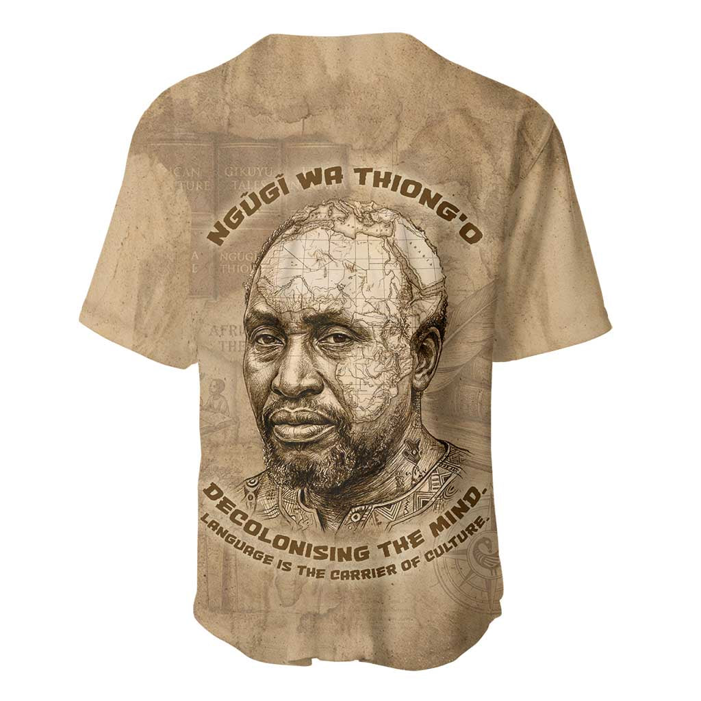 Ngugi wa Thiong O Baseball Jersey Vintage Map Ancient African Library - Decolonising the Mind - Wonder Print Shop