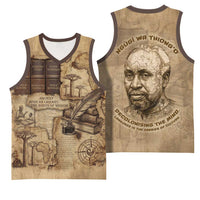Ngugi wa Thiong O Basketball Jersey Vintage Map Ancient African Library - Decolonising the Mind - Wonder Print Shop