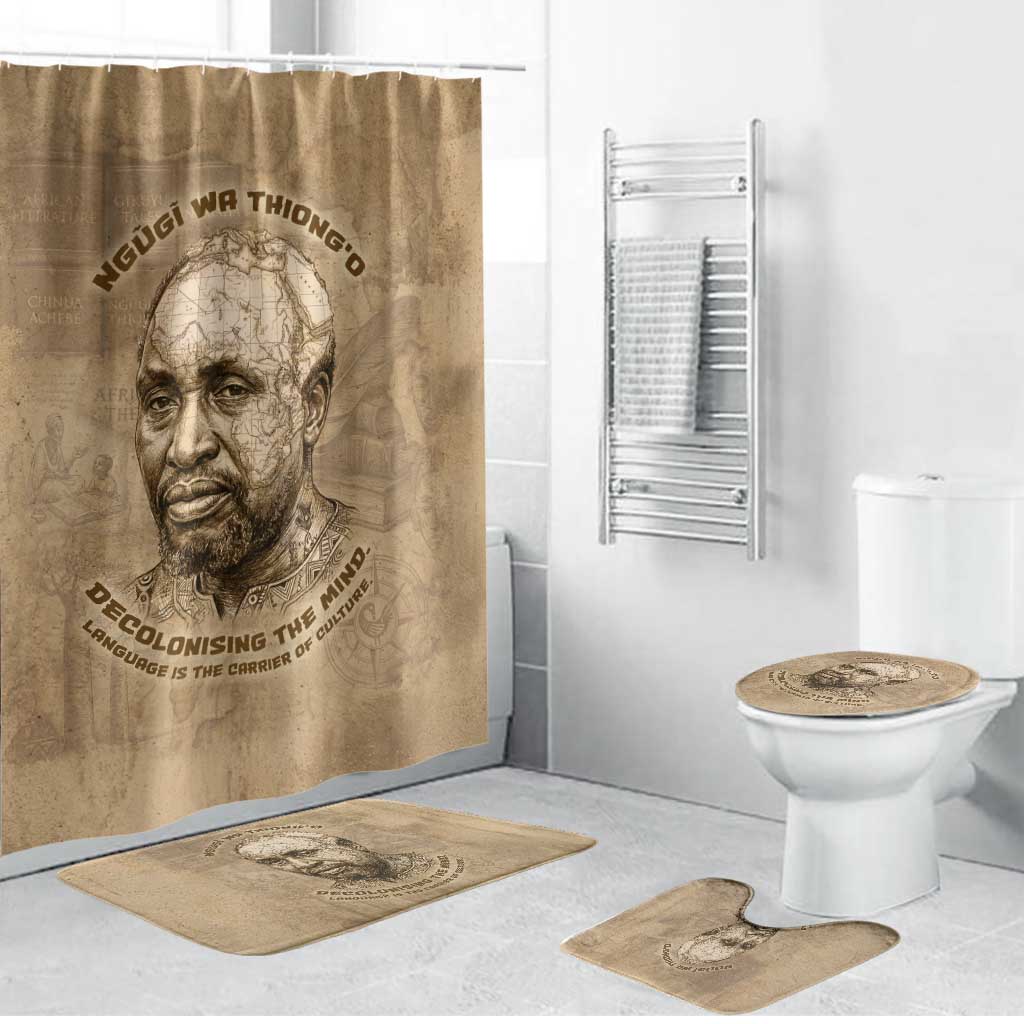 Ngugi wa Thiong O Bathroom Set Vintage Map Ancient African Library - Decolonising the Mind - Wonder Print Shop