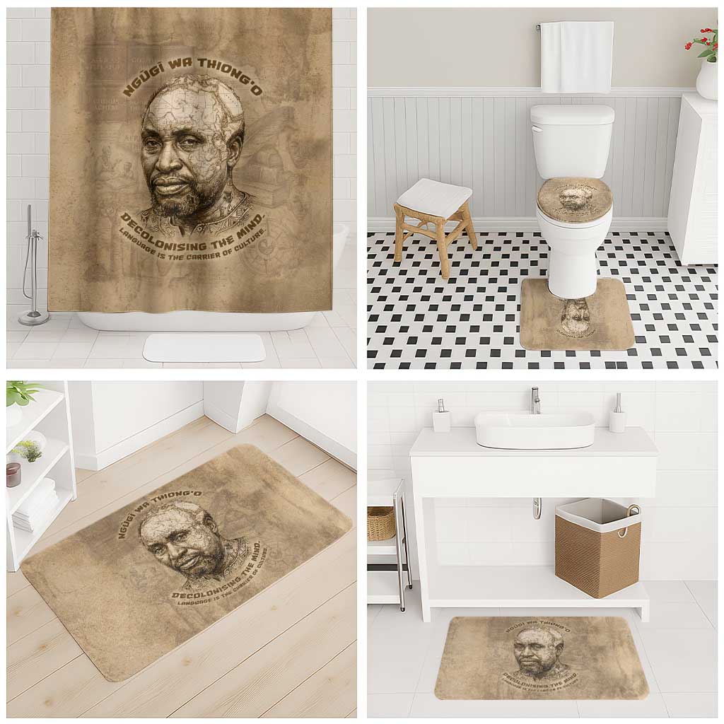 Ngugi wa Thiong O Bathroom Set Vintage Map Ancient African Library - Decolonising the Mind - Wonder Print Shop