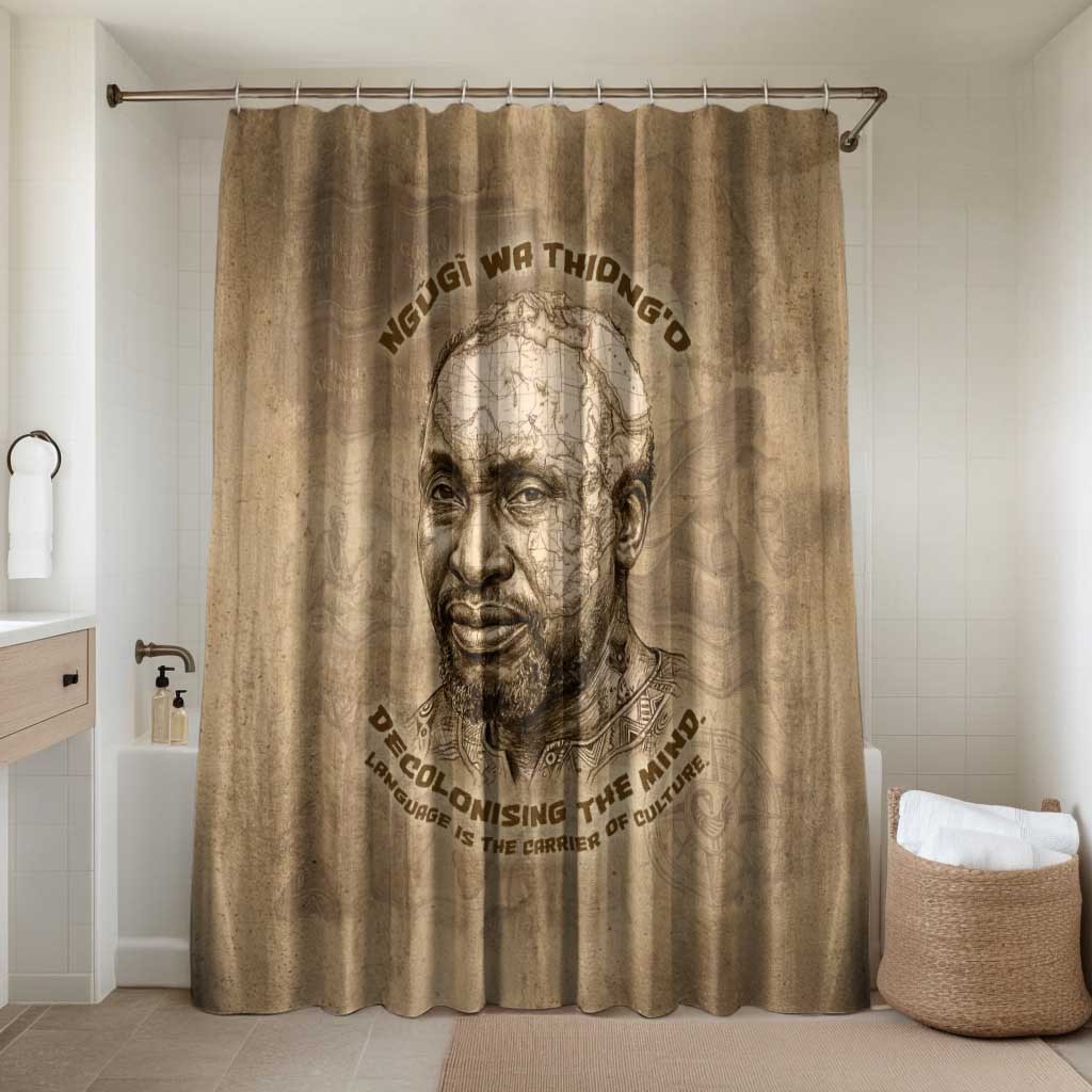 Ngugi wa Thiong O Bathroom Set Vintage Map Ancient African Library - Decolonising the Mind - Wonder Print Shop