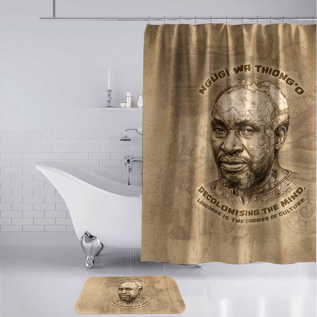 Ngugi wa Thiong O Bathroom Set Vintage Map Ancient African Library - Decolonising the Mind - Wonder Print Shop