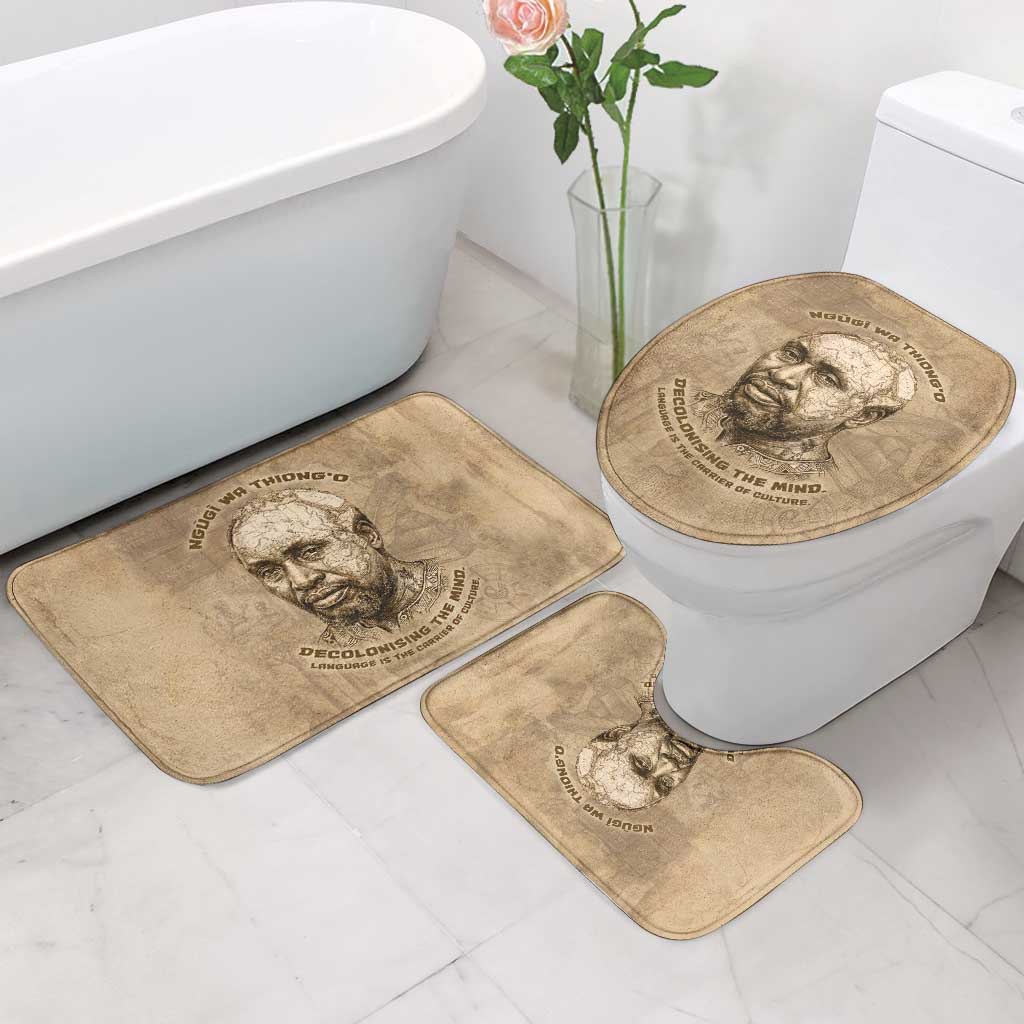 Ngugi wa Thiong O Bathroom Set Vintage Map Ancient African Library - Decolonising the Mind - Wonder Print Shop
