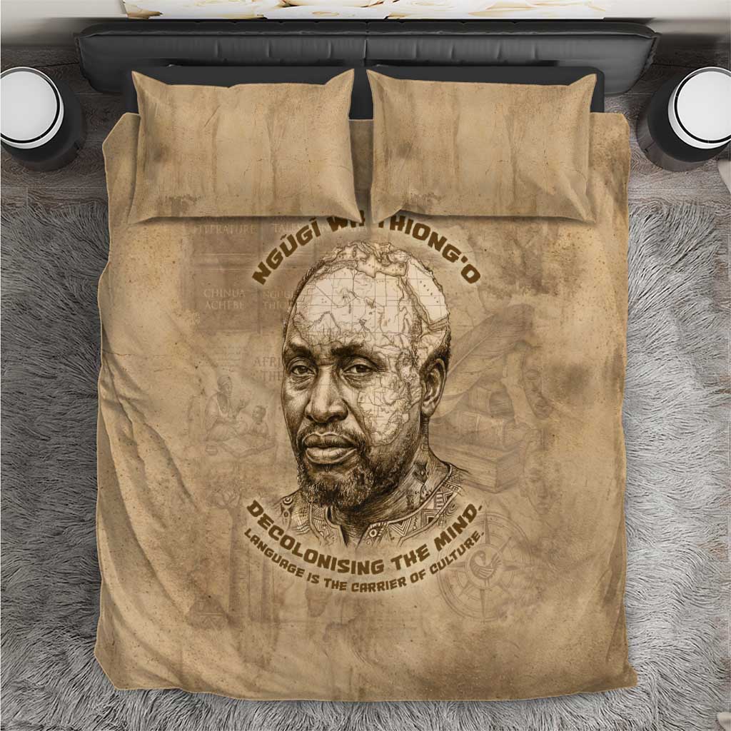 Ngugi wa Thiong O Bedding Set Vintage Map Ancient African Library - Decolonising the Mind - Wonder Print Shop