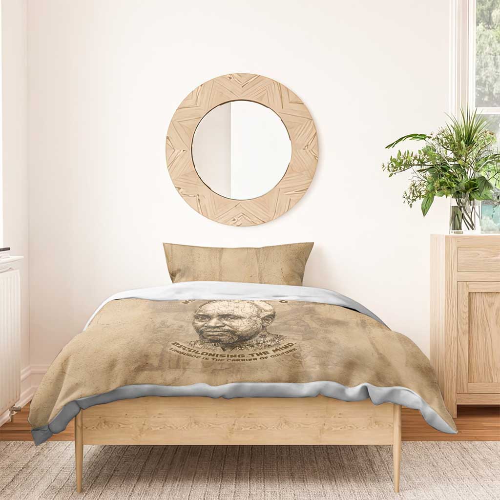 Ngugi wa Thiong O Bedding Set Vintage Map Ancient African Library - Decolonising the Mind - Wonder Print Shop