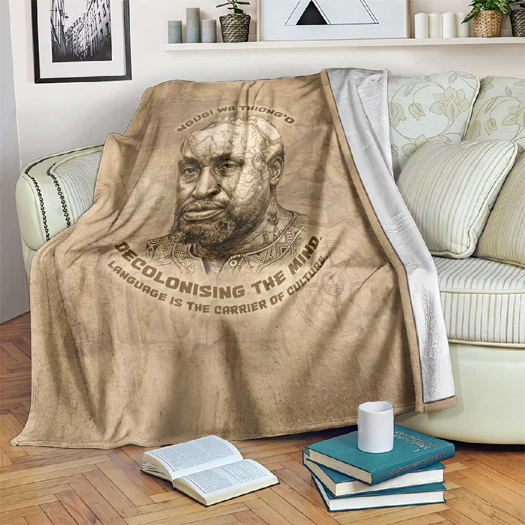 Ngugi wa Thiong O Blanket Vintage Map Ancient African Library - Decolonising the Mind - Wonder Print Shop