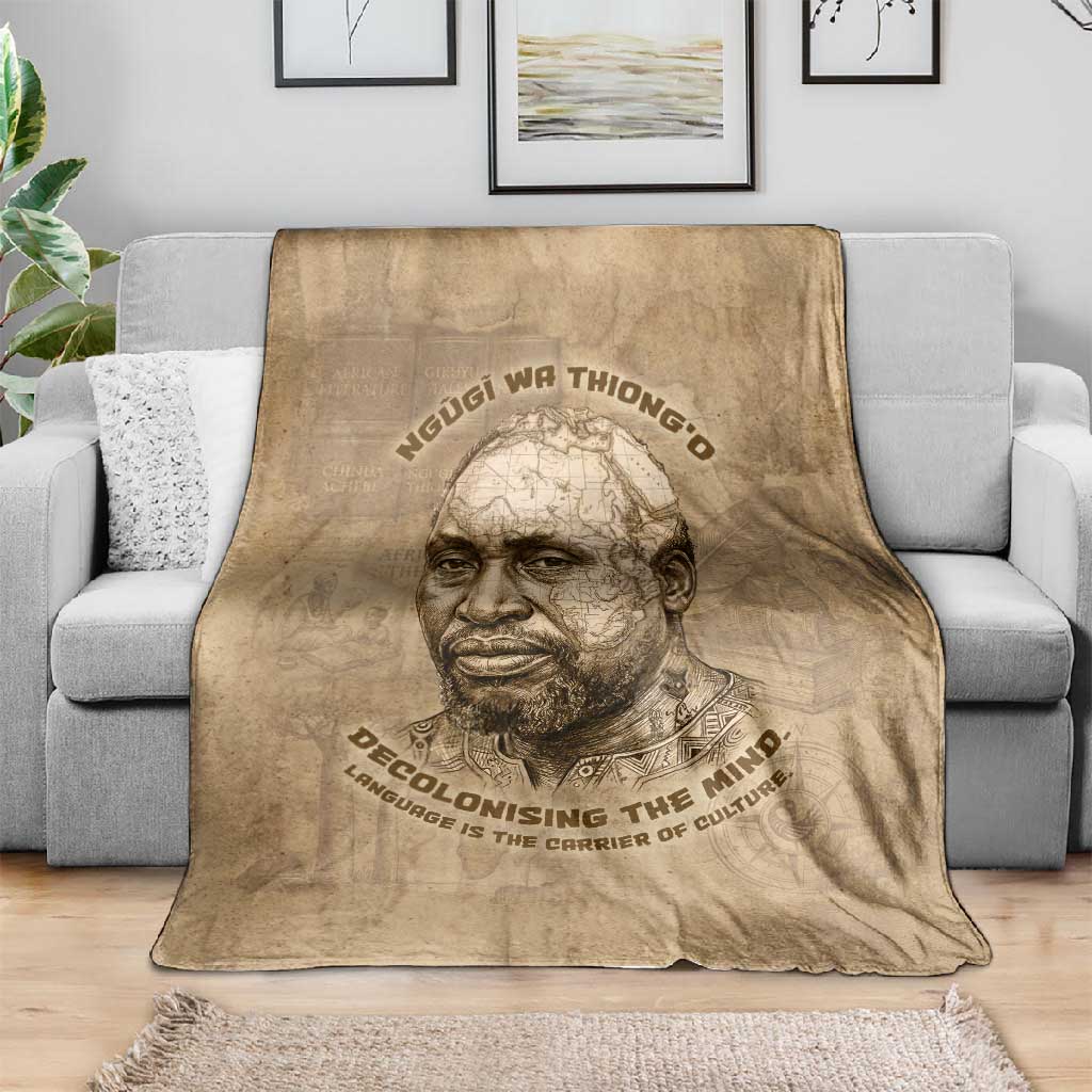 Ngugi wa Thiong O Blanket Vintage Map Ancient African Library - Decolonising the Mind - Wonder Print Shop