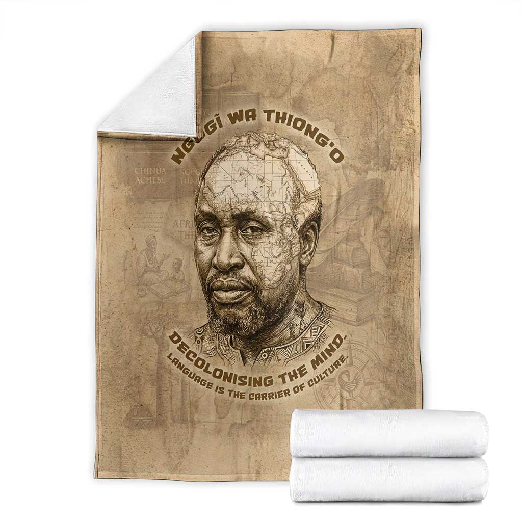 Ngugi wa Thiong O Blanket Vintage Map Ancient African Library - Decolonising the Mind - Wonder Print Shop